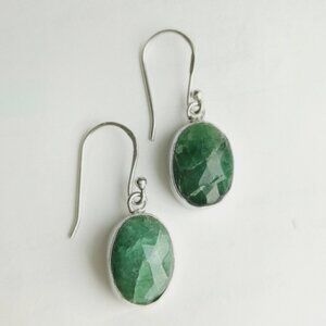 NEW Emerald gemstone earrings in Sterling Silver